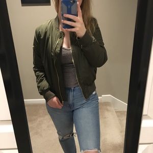 Army green bomber jacket